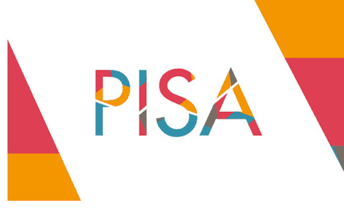 PISA Logo mit bunten Farben und geometrischen Formen.